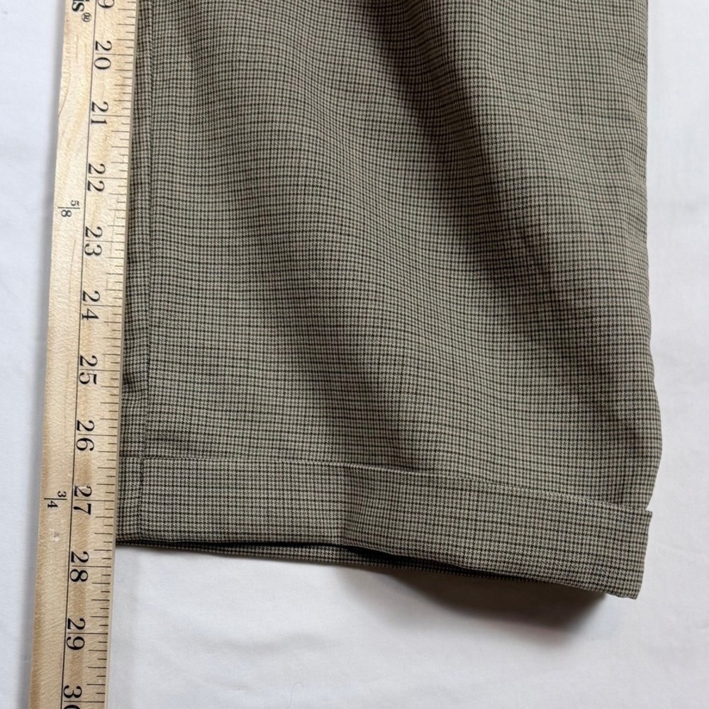 Jos A Bank 34R Wool Pleated Dress Pants Brown Houndstooth Cuffed Work Wedding - Picture 8 of 9